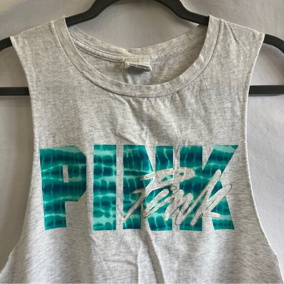 Pink VS Muscle Tank Women Large Gray Turquoise Workout Gym Exercise Lifting - Picture 2 of 7